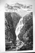 Original Old Antique Print 1880 Queen Scotland Glassalt Loch Callater Balmoral