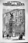 Original Old Antique Print 1880 Temple-Bar Memorial Buildings Architecture 19th