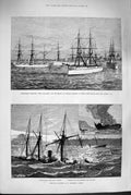 Old Antique Print 1880 Troop Ships Orontes Jumna Malabar Michael'S Azores 19th
