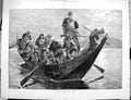 Original Old Antique Print 1880 Hostages War Boat Natives Weapons Guns F 19th