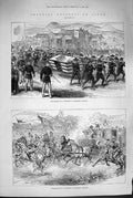 Old Antique Print 1880 Japan Mikado Journey Japanese European Transport 19th