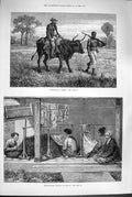 Original Old Antique Print 1880 Travelling Angola Embroidering Sarangs Sumatra