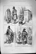 Original Old Antique Print 1880 Ireland Bridge Mullingar Grocery Stor Victorian