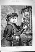 Original Old Antique Print 1880 Portrait Vicars Daughters Beautiful Girls 19th