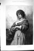 Original Old Antique Print 1880 Portrait Beautiful Woman Catarina Victorian