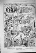 Original Old Antique Print 1880 Games Young Fishing Blind Man'S Buff Comedy