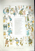 Original Old Antique Print 1880 Children Fancy Dress Ball Costumes Julia Isabel