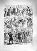 Original Old Antique Print 1881 Prepairing Pantomime Rehearsing Actors Theatre