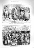 Original Old Antique Print 1881 Ireland Boycotting Tradesman County Mayo Guards