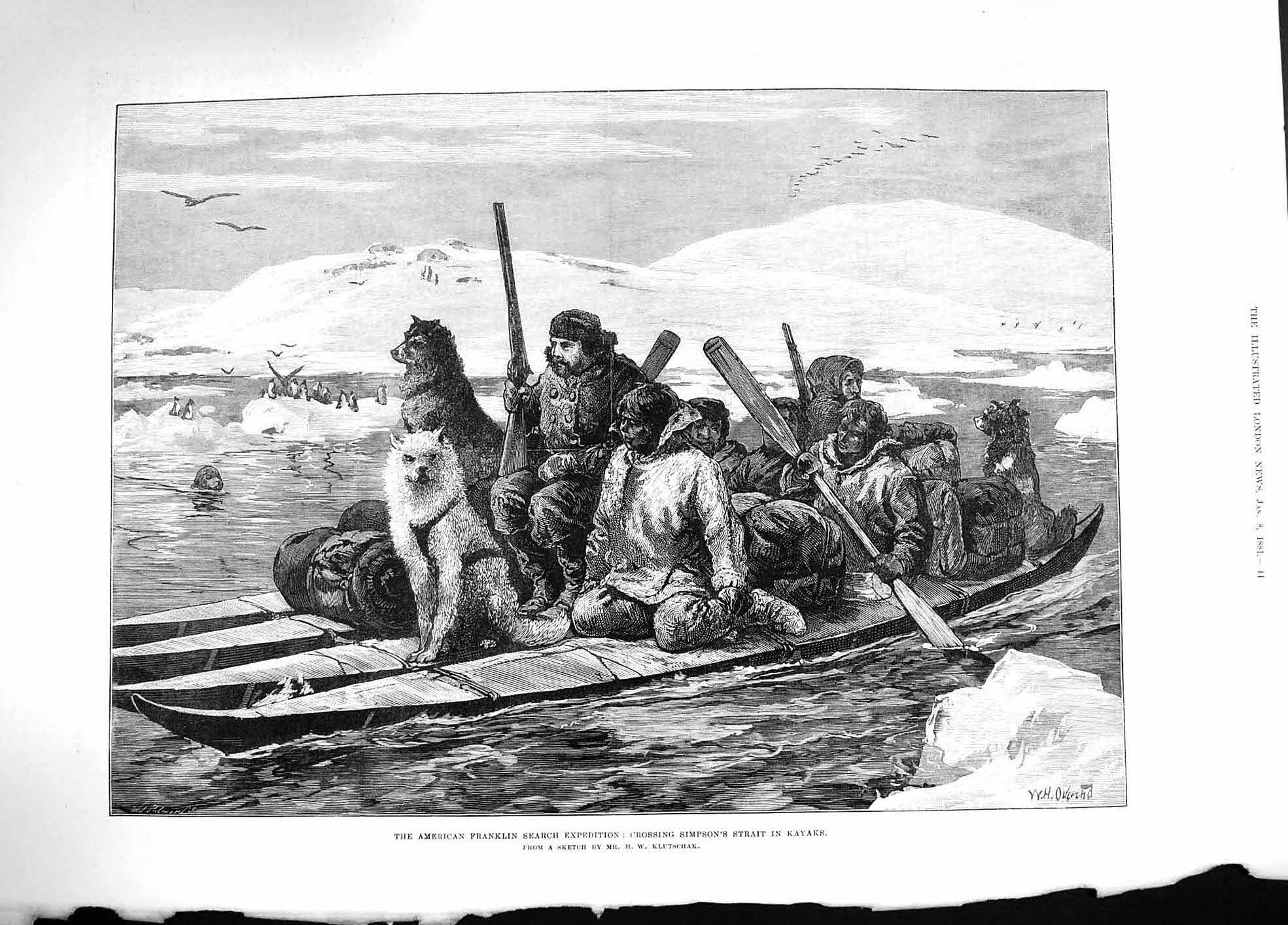 Old Antique Print 1881 America Franklin Simpson'S Kayaka Starvation Cove 19th