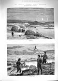 Original Old Antique Print 1881 America Franklin Lake Daly Salmon Creek Kayaks