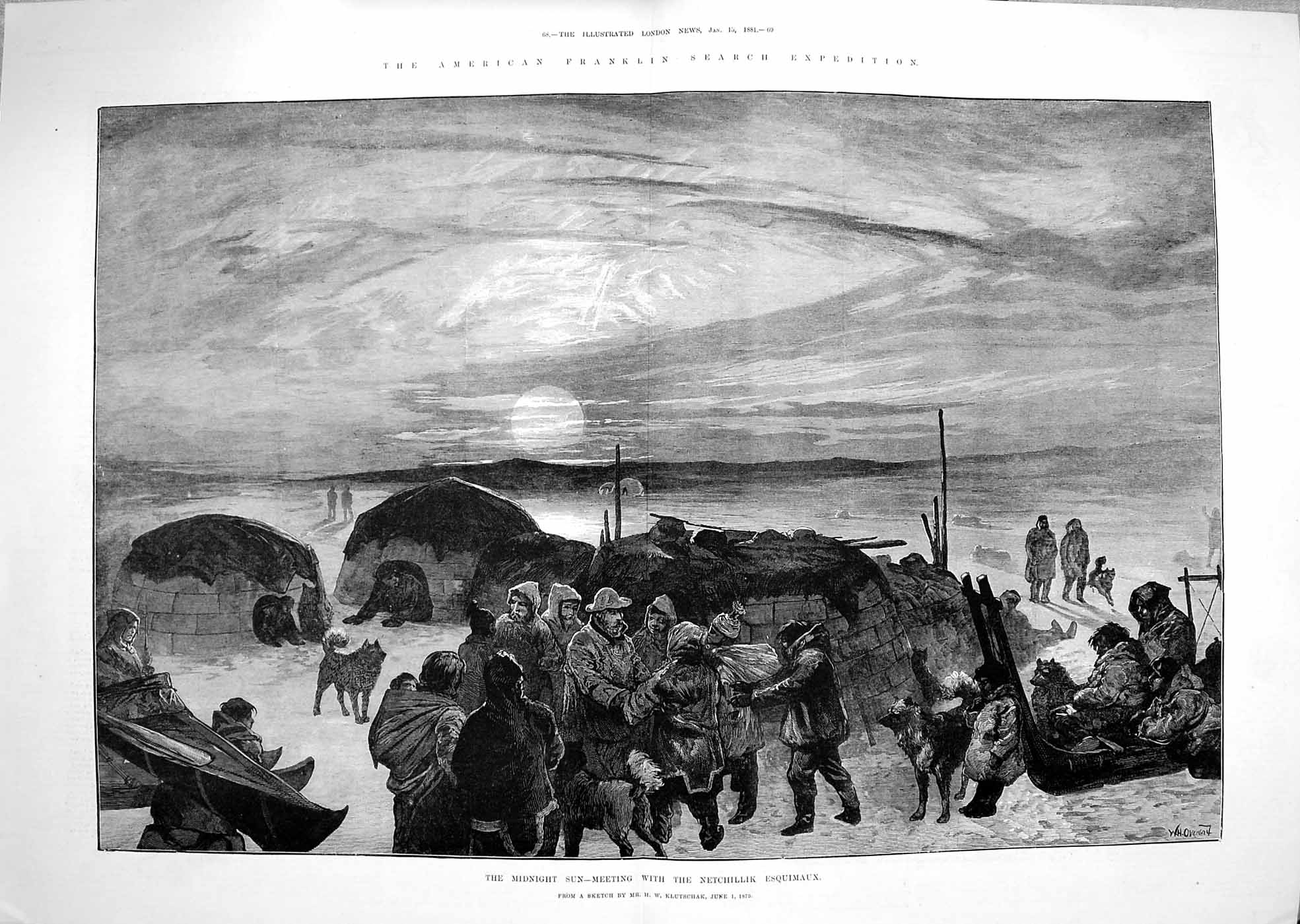 Old Antique Print 1881 Franklin America Netchillik Esquimaux Hayes River 0 19th