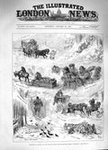 Original Old Antique Print 1881 London Snowstorm Serpentine Horses Mail Coach