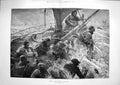 Original Old Antique Print 1881 Pitilesss Storm Ship Wreck Sea Staniland F 19th