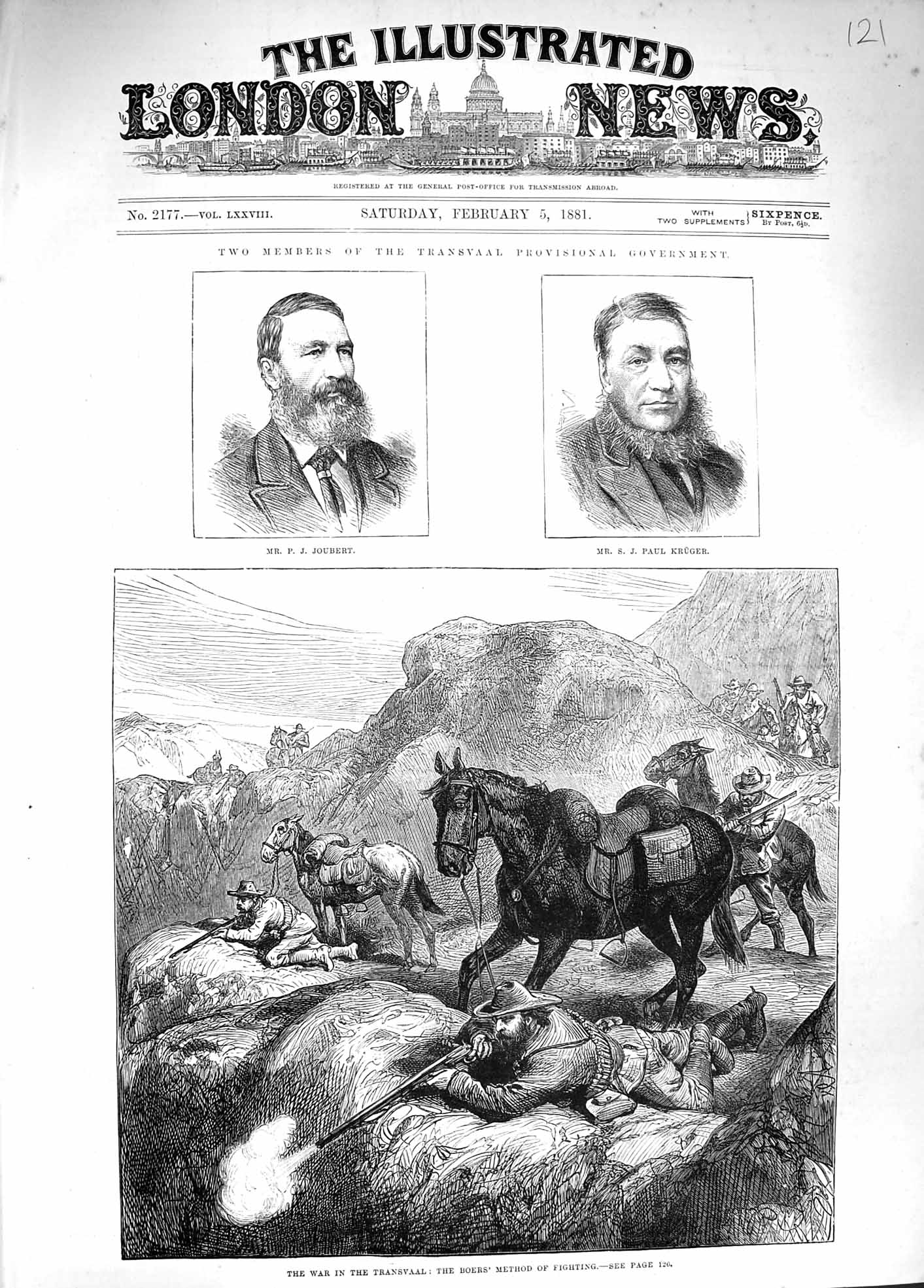 Original Old Antique Print 1881 War Transvaal Boers Fighting Joubert Kruger