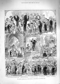 Old Antique Print 1881 Mayor'S Juvenille Ball Townhall Manchester Punch 19th