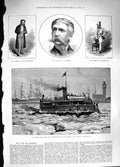 Old Antique Print 1881 Liverpool Mersey Ferry Ice Sothern Lord Dundreary 19th