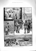 Old Antique Print 1881 Liverpool Docks Frost Winter Lord Street Simson'S 19th