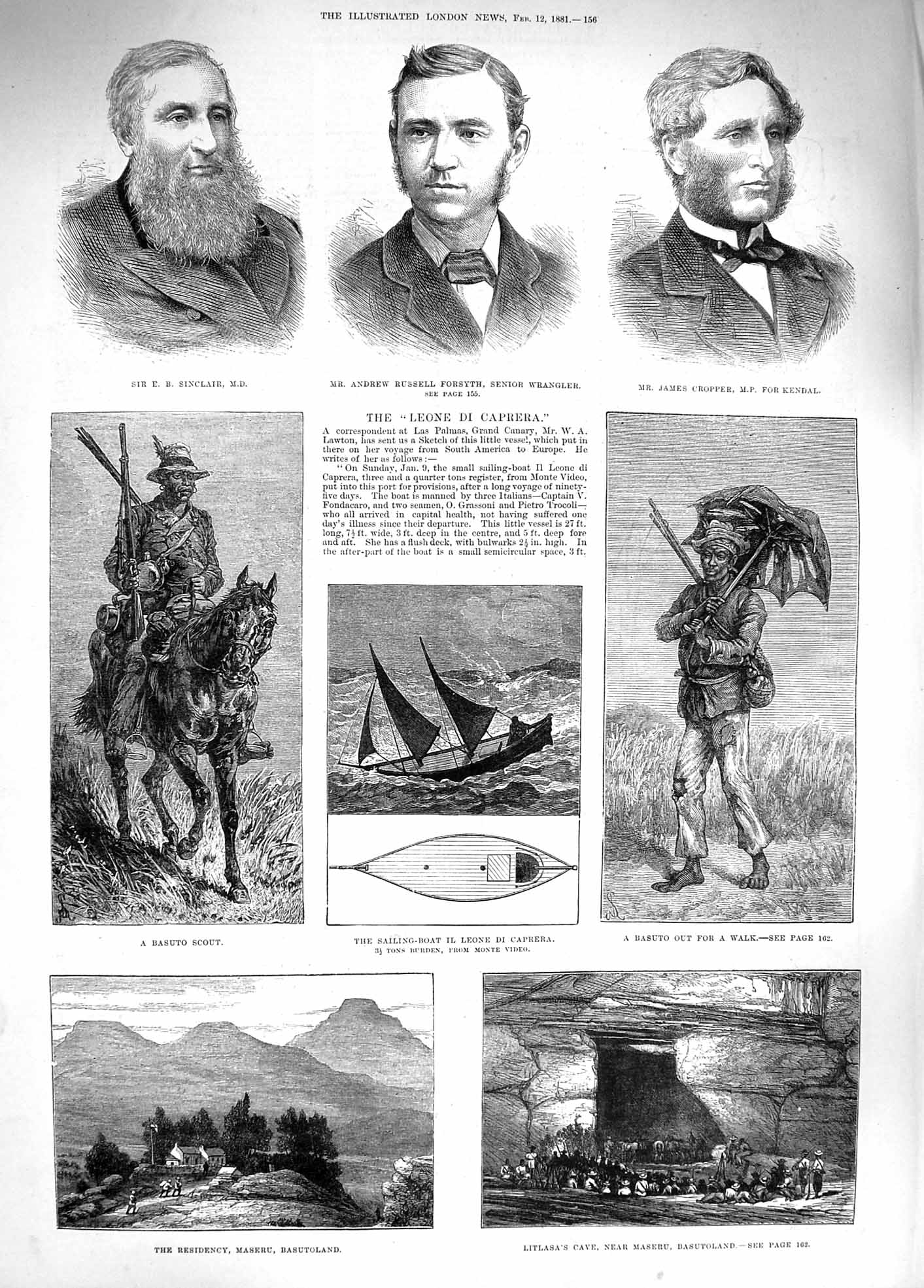 Old Antique Print 1881 Basutoland Scout Basuto Sinclair Forsyth Cropper 19th