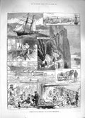 Old Antique Print 1881 Cruise Naval Volunteers Ship Trip Norway Sailors 19th