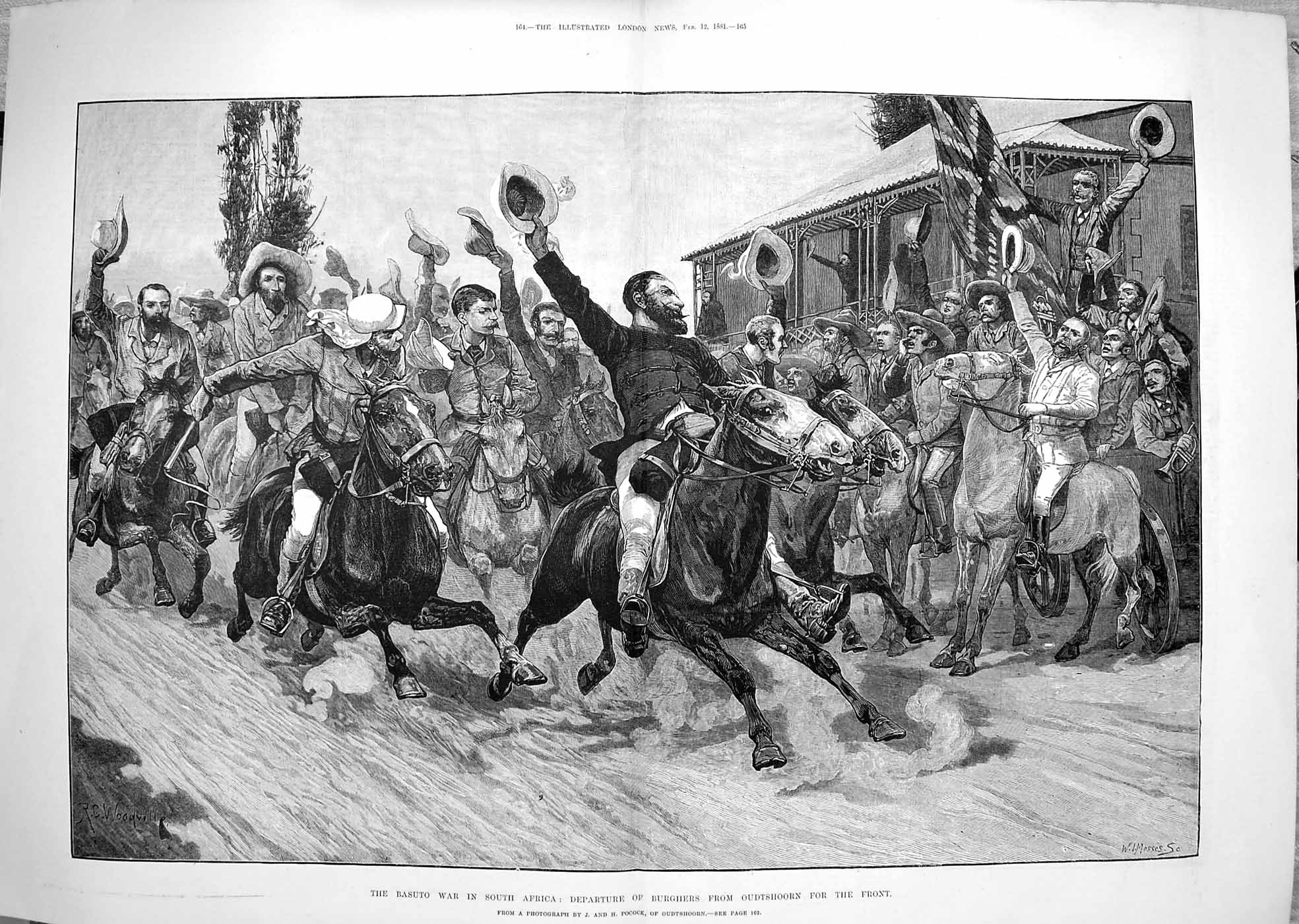 Original Old Antique Print 1881 Basuto War South Africa Burghers Oudtshoorn