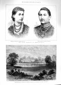Old Antique Print 1881 Combermere Abbey Wedding Berlin Victoria William 19th