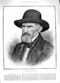 Original Old Antique Print 1881 Portrait Thomas Carlyle Ecclefechan Dumfries