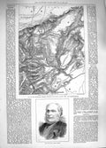 Original Old Antique Print 1881 Map Transvaal Laing'S Neck Wakkerstroom Odams
