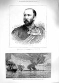 Original Old Antique Print 1881 General Evelyn Wood Transvaal Peruvian Sh 19th