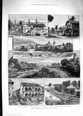 Old Antique Print 1881 Panama Canal Port Colon Pueblo Nuevo Casa Cabildo 19th