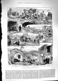 Old Antique Print 1881 Earthquake Casamicciola Island Ischia Church Santa 19th