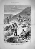 Original Old Antique Print 1881 Transvaal War Siers Laing'S Neck Mountains