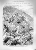 Original Old Antique Print 1881 Transvaal War Siers Battle Majuba Hill Army
