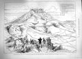 Original Old Antique Print 1881 Transvaal War Battle Majuba Hill Prospect Camp