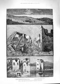 Old Antique Print 1881 Ruins Chios Earthquake Governor'S Palace Peasants 19th