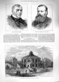 Original Old Antique Print 1881 Surrey Chapel Blackfriars Emile Girardin Miall
