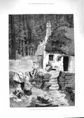 Original Old Antique Print 1881 Isle Man Manx Cottage Family Home Montbard 19th