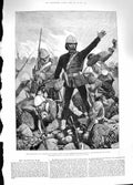Old Antique Print 1881 Transvaal War General Colley Batle Majuba Mountain 19th
