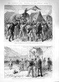 Original Old Antique Print 1881 Boers Evelyn Wood Peace War Hoisting Flag Camp