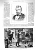 Original Old Antique Print 1881 Coumoundouros Minister Greece Walter Burke 19th