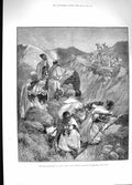 Original Old Antique Print 1881 Tunis Goums Reconnoitring Attacked Khroumirs