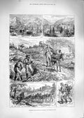 Old Antique Print 1881 Scene Leadville Colorado Mines Fryer Hill Mountain 19th