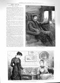 Original Old Antique Print 1881 Goodhart Vicars Wife Man Smoking Train Curate