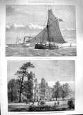 Old Antique Print 1881 St. Leonard'S Prince Wales Ascot Margate Hoy Yacht 19th