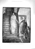 Old Antique Print 1881 Sunday Morning Scene Virginia Lady House Servant 19th