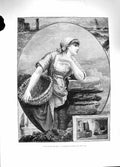 Original Old Antique Print 1881 Turn The Tide Young Woman Basket Knowles Art