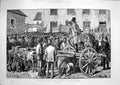 Antique Print *3352 1881 Land League Agitation Ireland Sheriff Cattle Sale