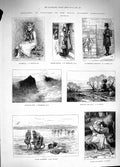 Old Antique Print 1881 Mountain Mussel Gatherers Hester Prynne Cinderella 19th