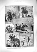 Old Antique Print 1881 Military Tournament Cambridge Asylum Army Widows 19th
