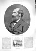 Antique Print *3300 1881 General Garfield President White House Washington